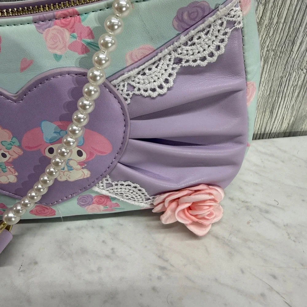 Sanrio My Melody My Sweet Piano Floral Pearl Strap Shoulder Bag Pastel Kawaii